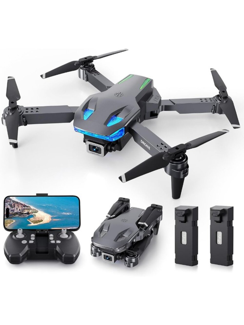 1080P Mini Drone with Camera for Kids - 2 Batteries, Easy to Fly, Fun Gift